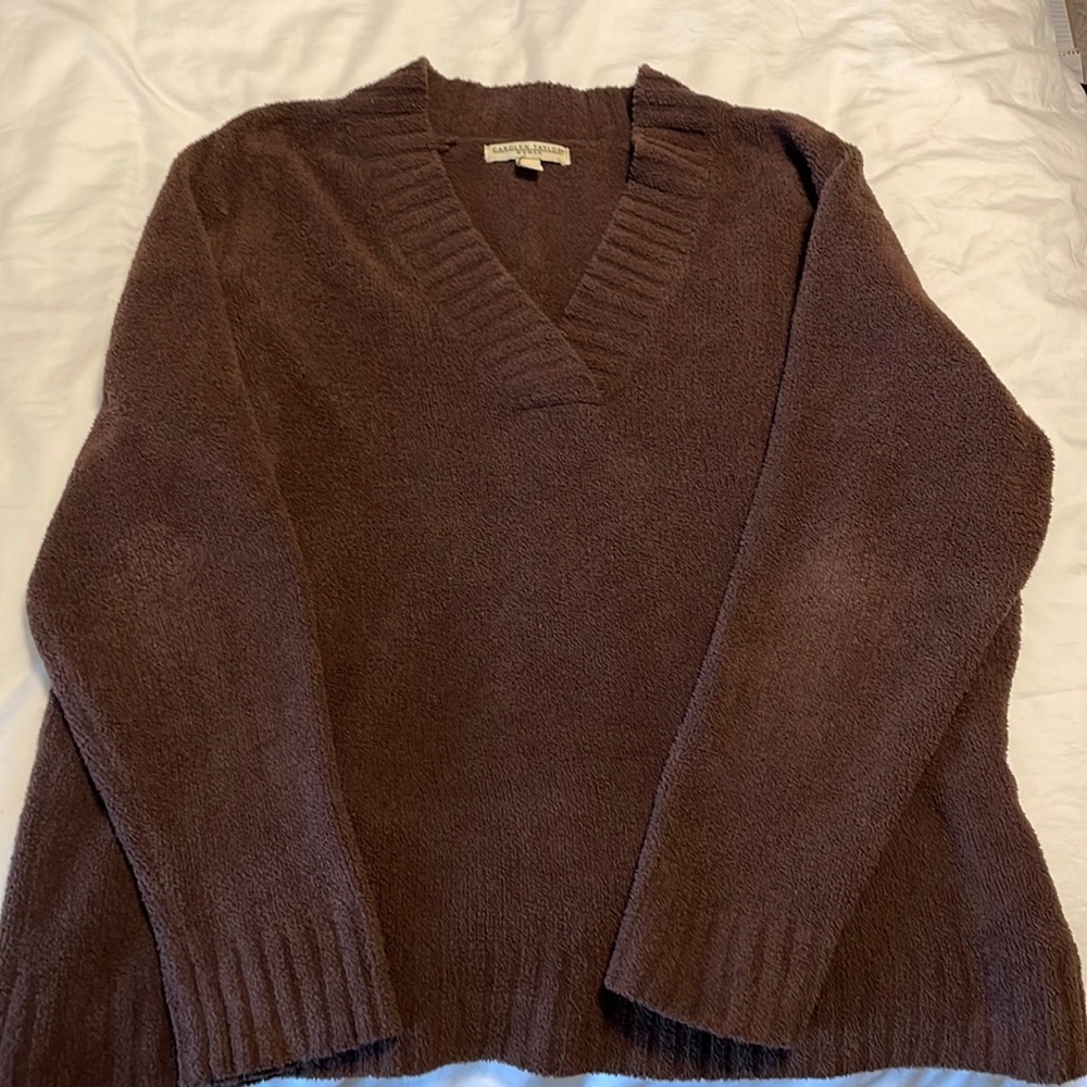 Woman’s fuzzy long sleeve sweater